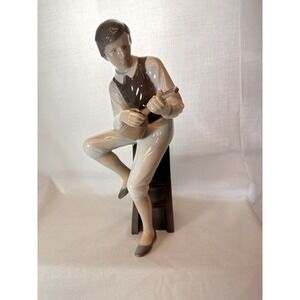 B‎ & G- Bing & Grondahl Boy Playing Mandolin 11.25 in.-Exc. Condition